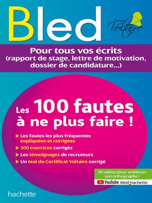 cover image of BLED Les 100 fautes que les recruteurs ne veulent plus voir (Certif Voltaire)--Ebook epub